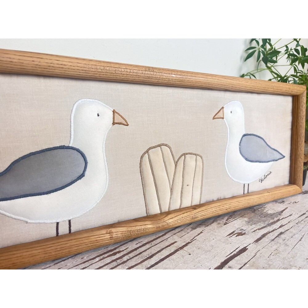 Vintage Hand Sewn Nautical Coastal Birds Primitive Folk Art 22” Beach Home